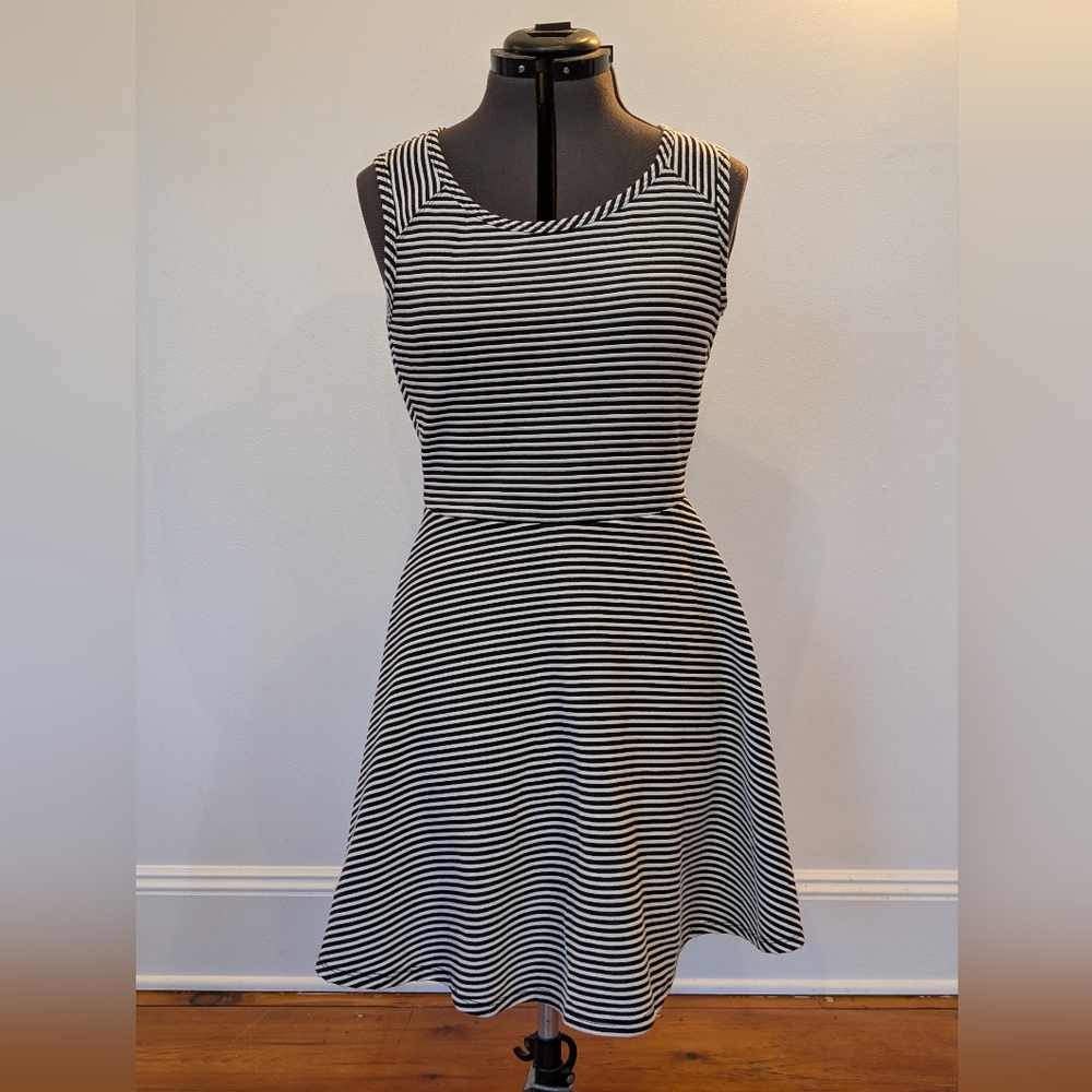 NWT Bebop Black and White Striped Flared Tank Dress Sz S